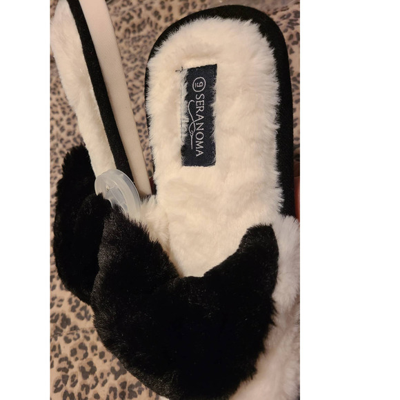 Seranoma Jamie Women's Open Toe Two Tone Fluffy Bedroom Anti Slip Slipper 9 (AH) - Picture 6 of 6